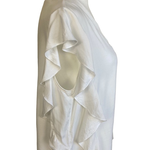 Johnston & Murphy Boho V-neck Ruffle Blouse Top White Size M - Picture 9 of 16